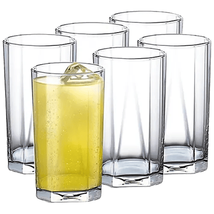 Ocean Pyramid Hi Ball Glass, Set of 6, 300ml, Transparent