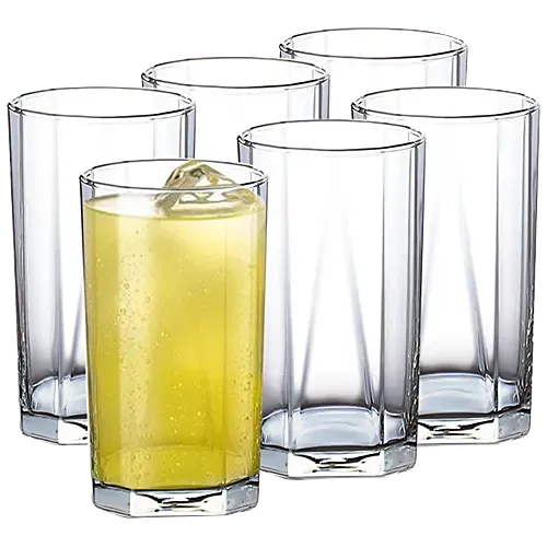 Ocean Pyramid Hi Ball Glass, Set of 6, 300ml, Transparent