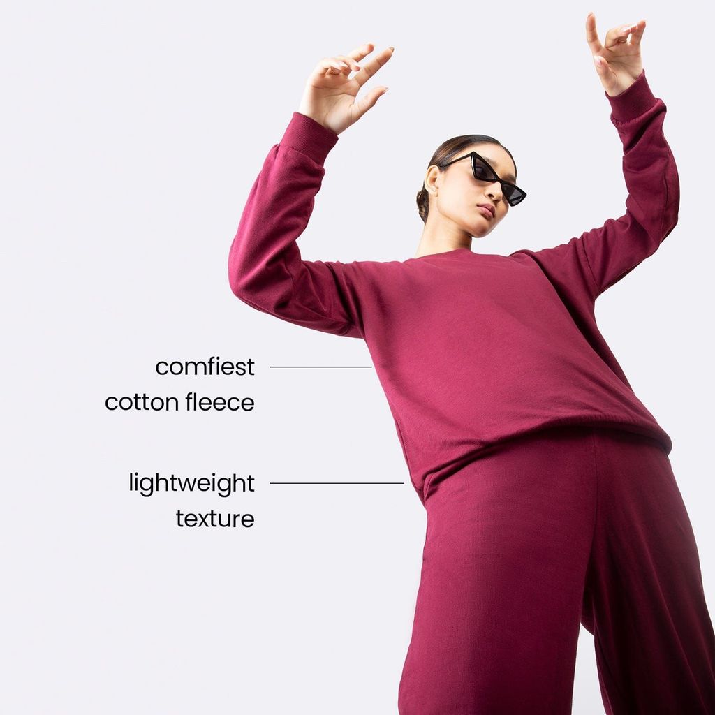 Modern Women Get Cosy Sweatshirt - Burgundy Maroon 2025 at ShopCircuit | ONDC