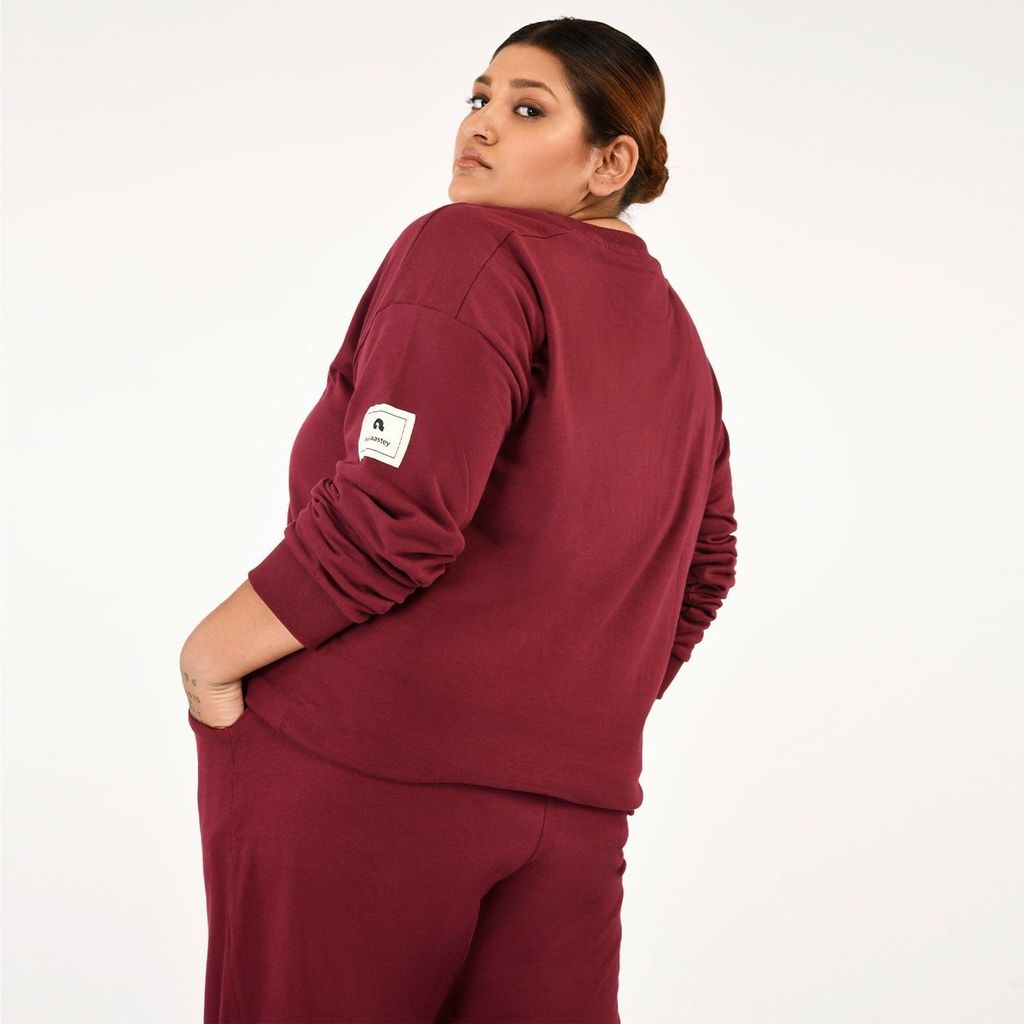 Modern Women Get Cosy Sweatshirt - Burgundy Maroon 2025 at ShopCircuit | ONDC