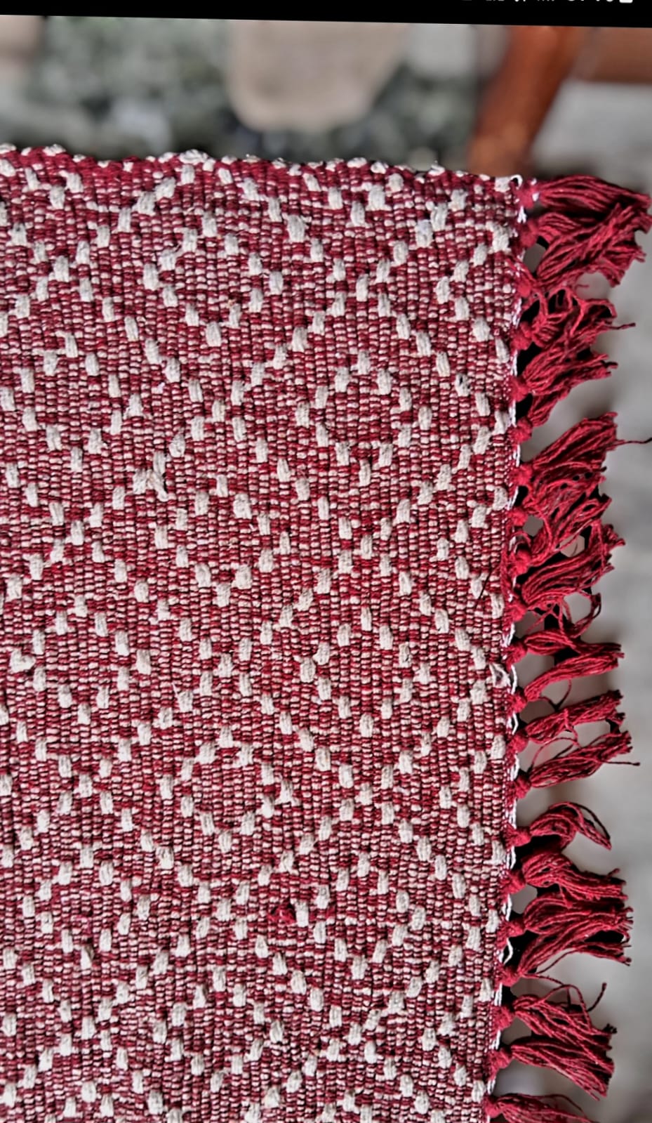 PASHANMO  Hand-Woven Cotton Rug with Diamond Weave and Tassels – Red, 4ft x 6ft