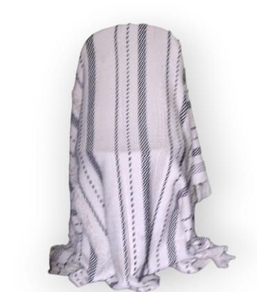 PASHANMO Handwoven Cotton Throw Blanket – White, 50" x 60"