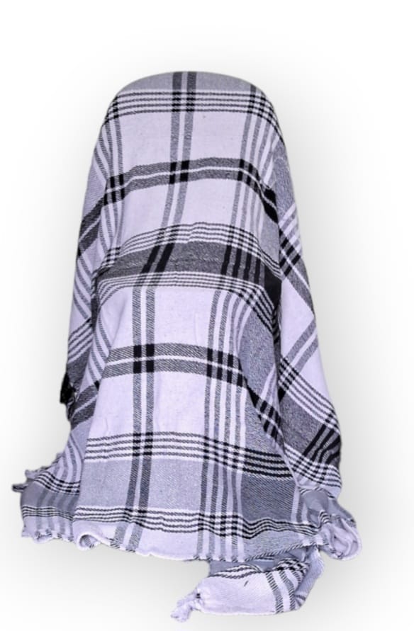 PASHANMO Handwoven Cotton Throw Blanket – Broad Checks, 50" x 60"