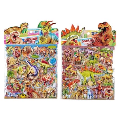 KTRS Enterprise 3D Puffy Sticker for Kids with Assorted Dinosaur, 2 Sheets Cute Foam Sticker for Preschool Girls Boys, Resuable Sticker Bulk Party Favor,(Big Dino)(Pack of 2)