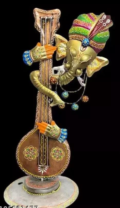 Riddhi Siddhi Handicraft ; Wrought Iron Musical Ganesh Showpiece for Home décor 19.75 inch