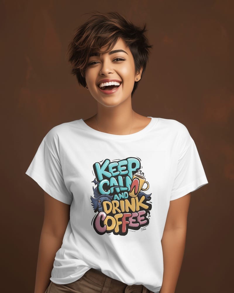 Women Keep Calm and Drink Coffee T-Shirt