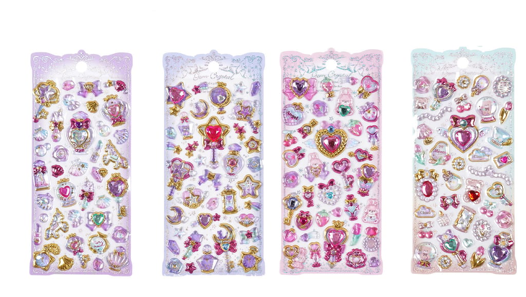 KTRS Enterprise Shopaholic Kawaii Stickers Set of 4 Pack Shining Crystal Gem Stickers, 3D Stickers for Girls, Aesthetic Sticker, Cute Stickers, Crystal Stickers Random Design (Pack of 4) - Stationery | Buy online on ZillyBuy