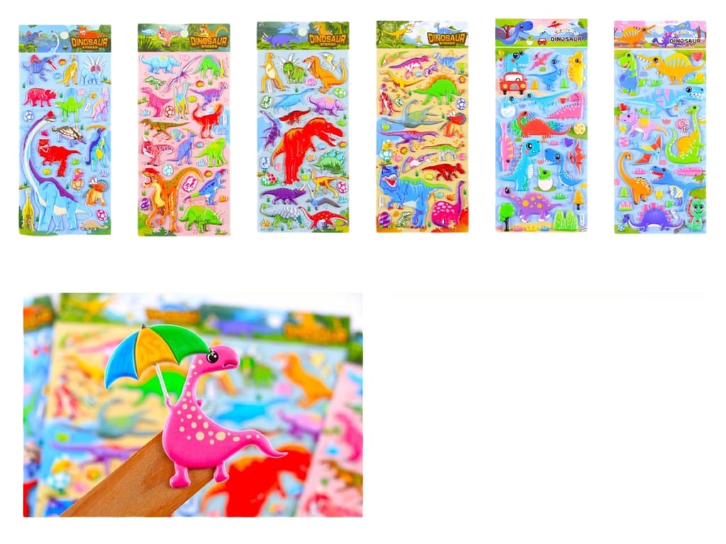 KTRS Enterprise Dinosaur Theme 3D Puffy Stickers, Stationery Items for Kids, DIY Self Adhesive Aesthetic Stickers for Decorating Notebook, Diaries, Scrap Book (Pack of 6) - Stationery | Buy online on ZillyBuy
