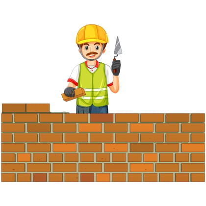  Construction Worker Building a Brick Wall