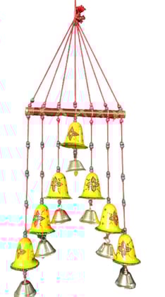Riddhi Siddhi Handicraft Bell Bamboo Wind Chimes Full Door, Wall Hanging for Home, Temple, Event