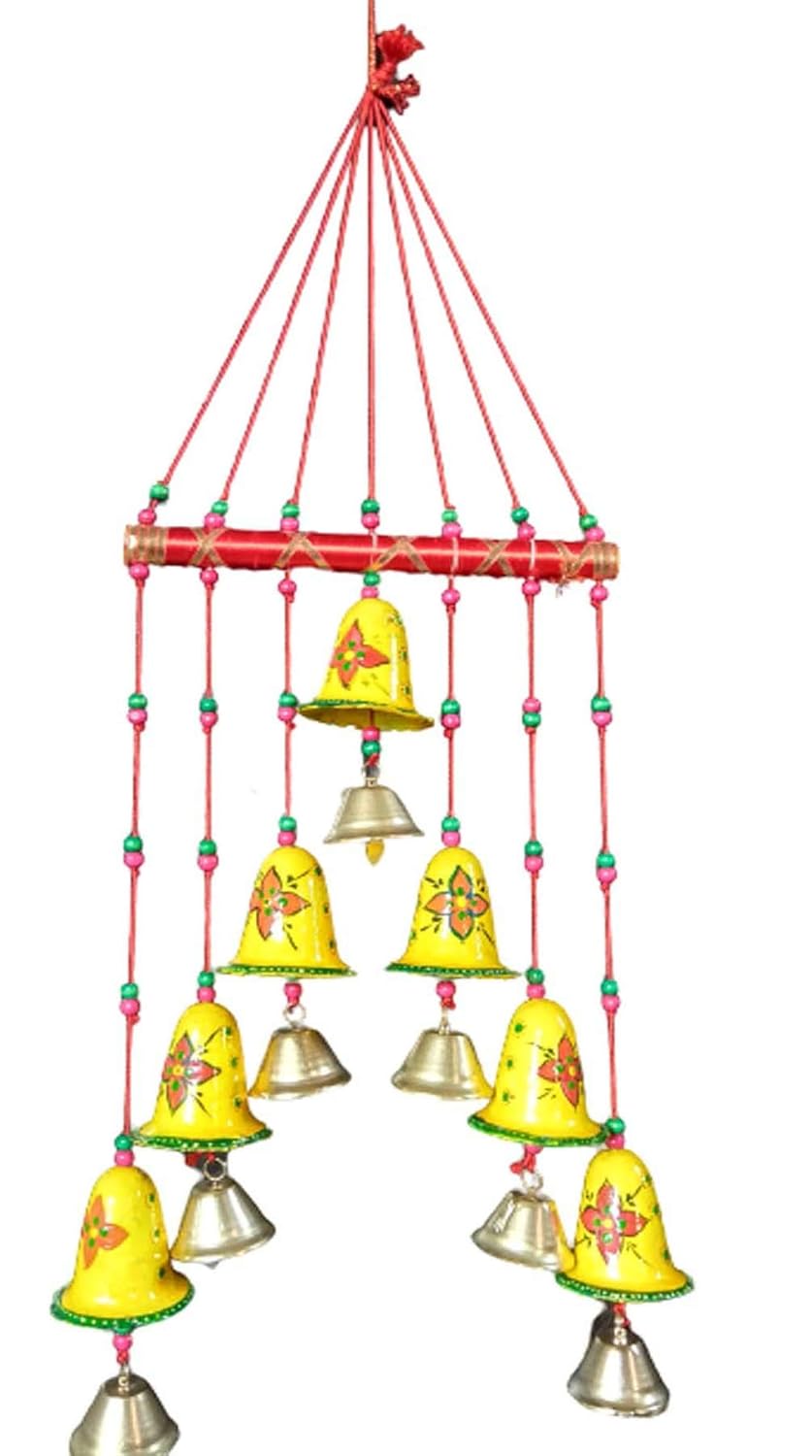 Riddhi Siddhi Handicraft Bell Bamboo Wind Chimes Full Door, Wall Hanging for Home, Temple, Event