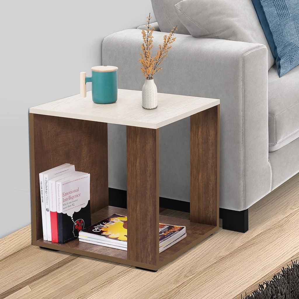 hukamart ;Space C Designs Wooden Coffee Table/Centre Table, Sofa Beside Table, Coffee Table for Living Room, Bedroom, Solid-Finish, Storage-Friendly Furniture. DIY (40x45x45CM)