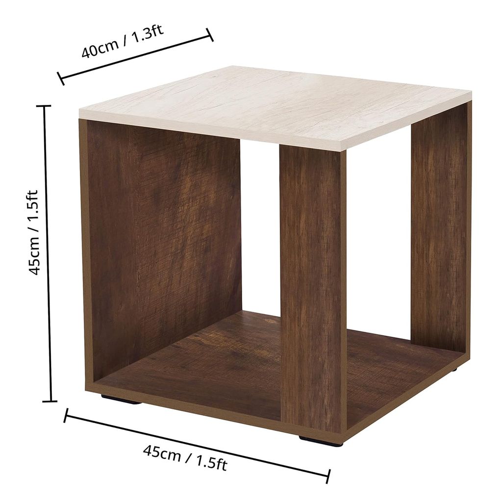 hukamart ;Space C Designs Wooden Coffee Table/Centre Table, Sofa Beside Table, Coffee Table for Living Room, Bedroom, Solid-Finish, Storage-Friendly Furniture. DIY (40x45x45CM)