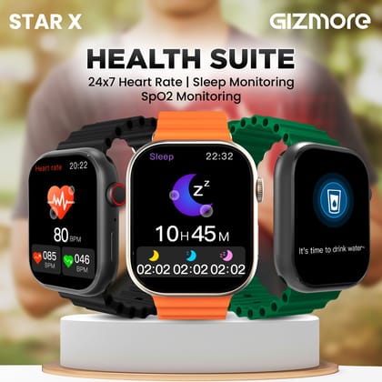 GIZMORE STARX 2.0 inch (5.8cm) AOD Edge to Edge HD Display BT Calling Smartwatch