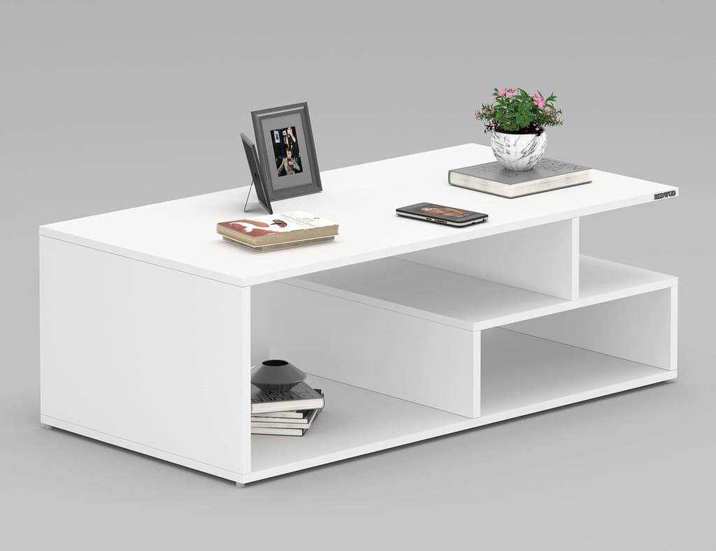 hukamart  ; Engineered Wood Coffee Table/Centre Table/Tea Table for Living Room (White, Matte Finsh)
