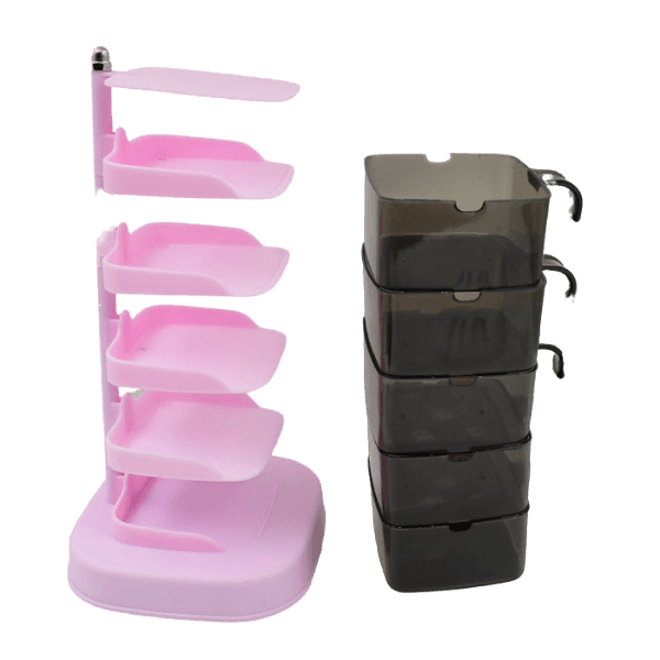 Rotating Spice Jars Vertical Rotatable Seasoning Box 5 Section / Tier With 5 Spoon (1 Set)