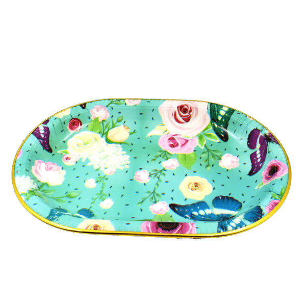 Click to expand Big Plastic Flower Printed Design Serving Tray (1 Pc / 35 x 24 CM / Mix Color)