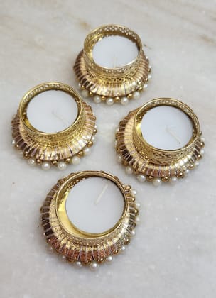 Elegant Pearl Beaded Tealight Candle Holder Elegant Pearl Beaded Tealight Candle Holder