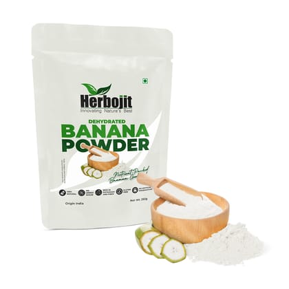 Herbojit 100% Natural Dehydrated Banana Powder - Gluten-Free, Rich in Potassium & Fiber, 250g | No Added Sugar, Preservative-Free | Ideal for Baby Food, Smoothies, Baking & Cooking