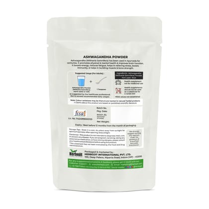 Herbojit Ashwagandha Powder - 100% Natural & Vegan, Gluten-Free, 200g | Pure Ashwagandha Root Powder for Stress Relief, Immunity & Vitality | No Preservatives Herbojit Ashwagandha Powder - 100% Natural & Vegan, Gluten-Free, 200g | Pure Ashwagandha Root Powder for Stress Relief, Immunity & Vitality | No Preservatives