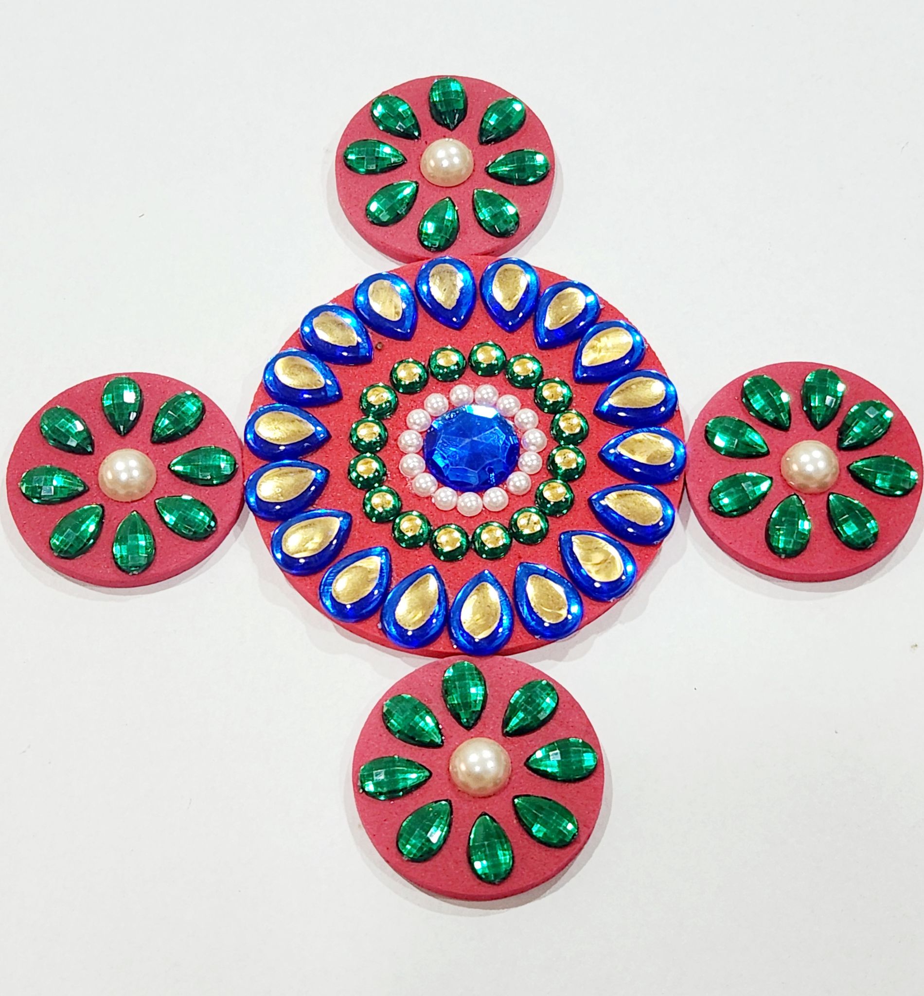 Red Floating Rangoli with 4 Siders