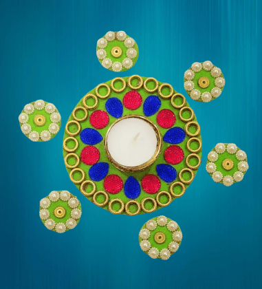 Handmade Decorative Floating Diya Rangoli with 6 siders Handmade Decorative Floating Diya Rangoli with 6 siders