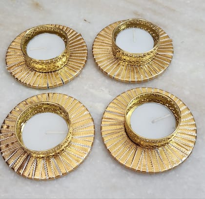 Gold Gota Patti Metal Candle Holder Gold Gota Patti Metal Candle Holder