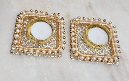 Elegant Beaded Metal Tealight Candle Holder Elegant Beaded Metal Tealight Candle Holder