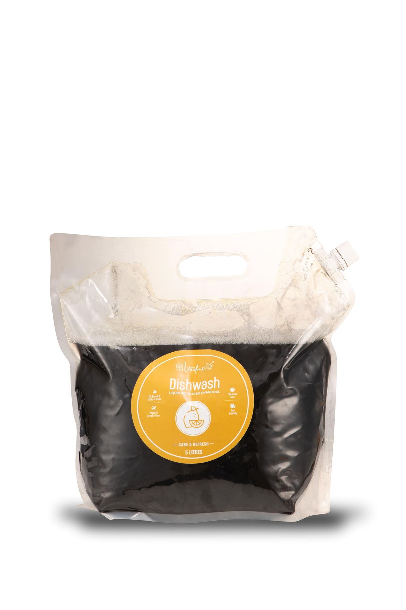 FromVedas Liquid Dish Wash Activated Charcoal | 2x Faster Tough Grease Removal & Natural Fragrance| Removes Odour| Easy Lather & Rinse Off| Leaves No White Residues| Hand-Safe -5 liter