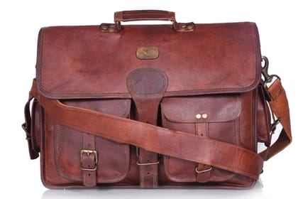 Joyait Leather Handicraft  - Vintage Handmade Leather Travel Messenger Office Crossbody Bag Laptop Briefcase Computer College Satchel Bag For Men And Women