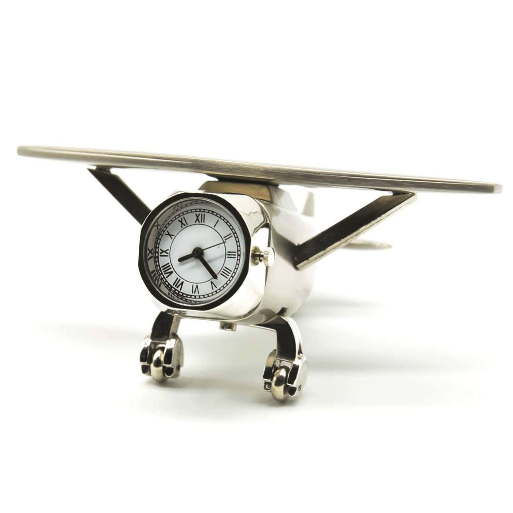 Shri Baba Art - Aeroplane Miniature Table Clock, Stylish Analog Desk Clock & Paper Weight, Manual Adjustment, Easy Battery Replacement, Ideal for Students & Kids Bedroom, Vintage Decor for Home & Office