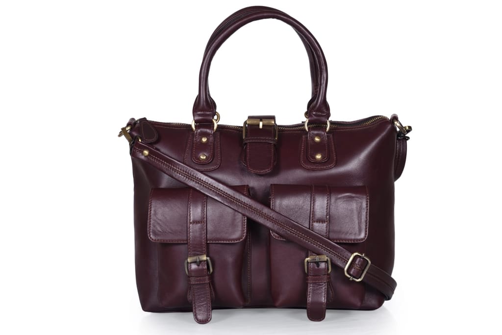 Joyait Leather Handicraft - Top Grain Cowhide Leather, 16 Leather Ladies' Laptop Briefcase
