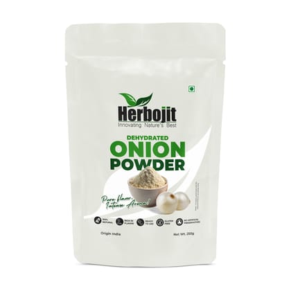 Herbojit Dehydrated Onion Powder - 100% Natural, Gluten-Free, Rich in Flavor, 250g | No Artificial Preservatives, Ready-to-Use for Cooking, Seasoning & Sauces