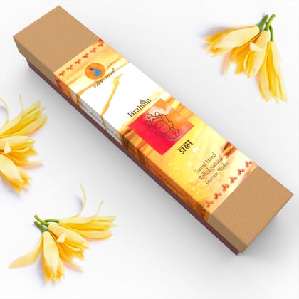 Indian Room’s Hand-Rolled Incense Sticks “Brahma” | Yellow Champa & Natural Herbs | Charcoal-Free | for Pooja, Havan, Yoga, Spa & Aromatherapy
