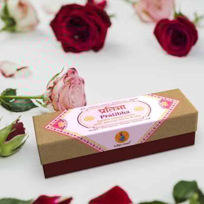Indian Room’s Hand-Rolled Rose Dhoop "Pratibha" | Finest Rose Petals & Herbal Extracts | Charcoal-Free | for Pooja, Havan, Yoga, Spa & Aromatherapy