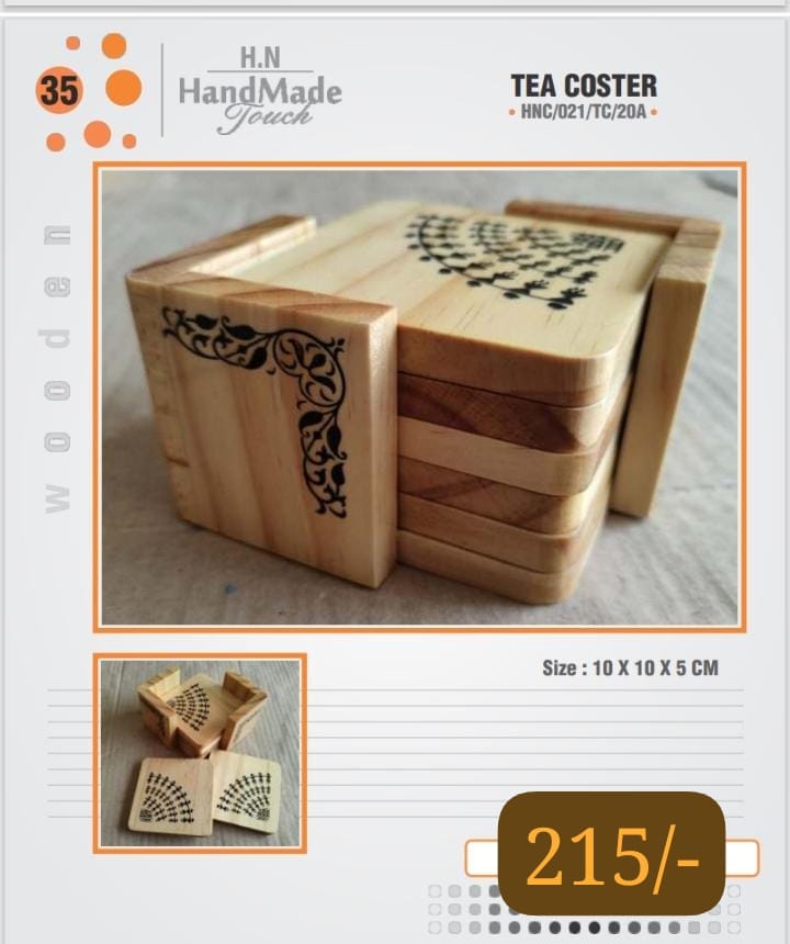  H.N Handmade Touch Wooden Tea Coaster Set of 5