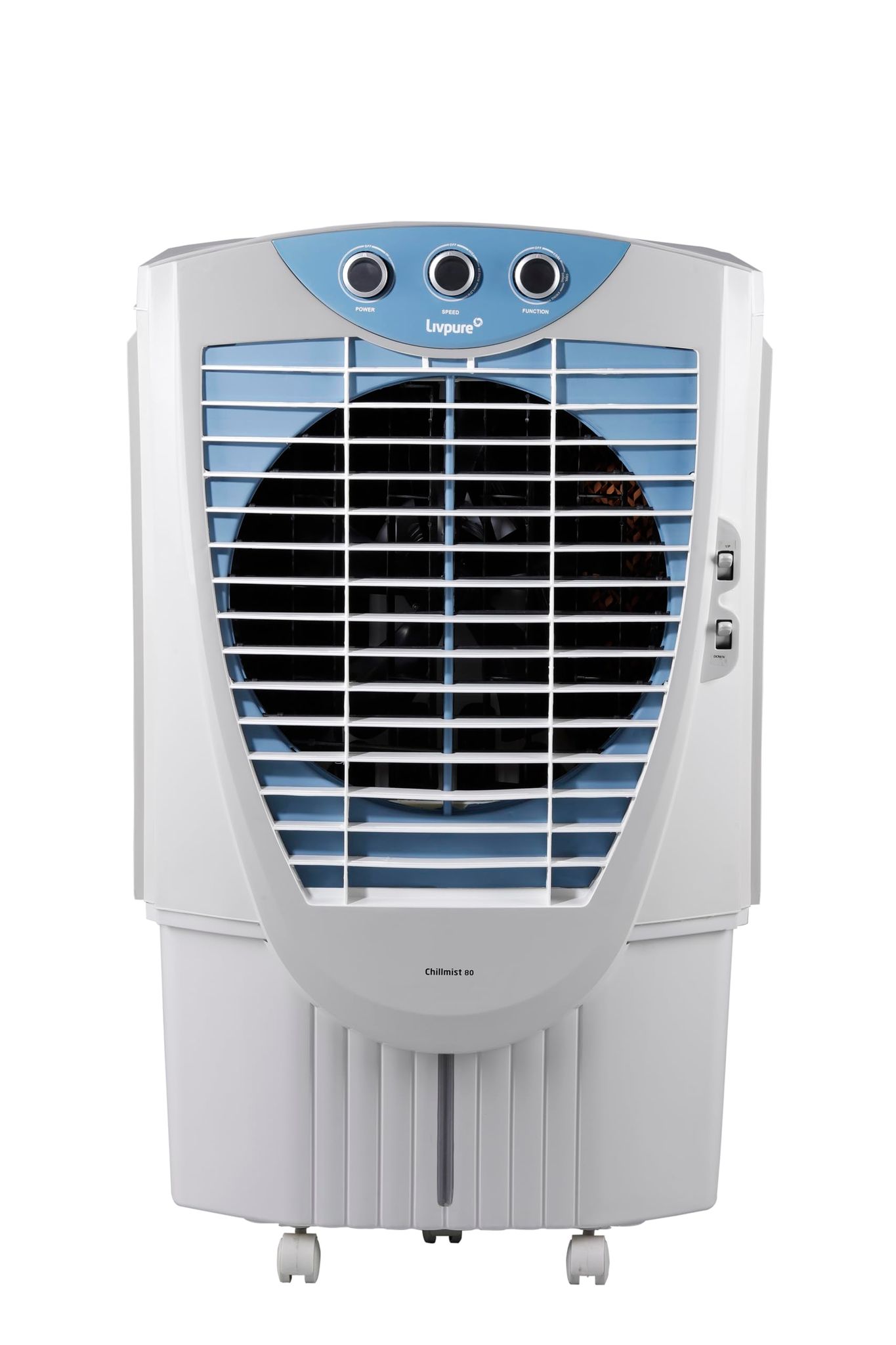 LIVPURE CHILLMIST 80 L DESERT AIR COOLER WITH ANTI-BACTERIAL HONEYCOMB PAD, POWERFULL AIR DELIVERY AND 2 YEAR WARRANTY ON MOTOR (WHITE & BLUE)