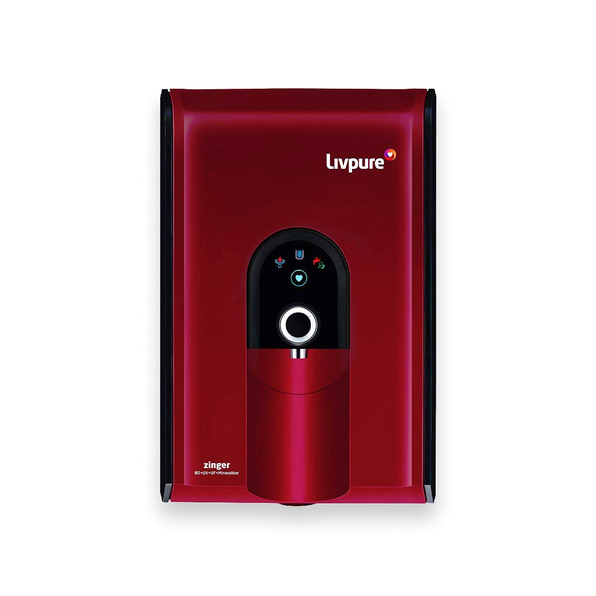 Livpure Zinger with 70% water recovery, Wall Mountable, RO+In Tank UV+UF+Mineraliser, 6.5 L Tank, 15 LPH Water Purifier, suitable for all water sources, (Maroon)