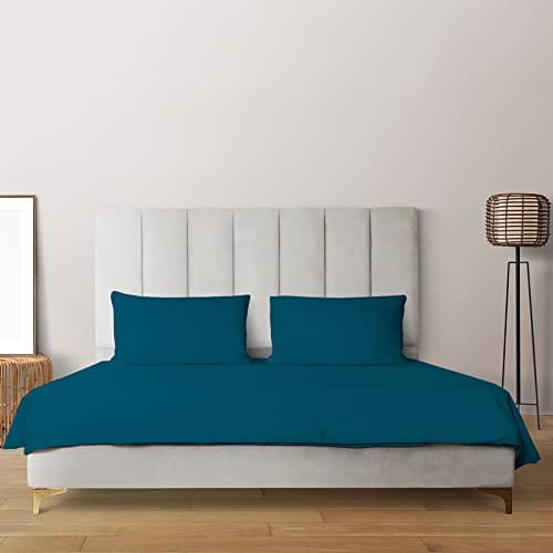 Livpure Smart Premium Cotton 300 TC Bedsheet - Queen (Teal) with 2 Pillow Covers