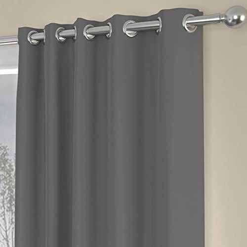 Livpure Smart Room Darkening Blackout Curtains with tieback (Dark Grey, Extra Long - 9 Feet) 2 Piece