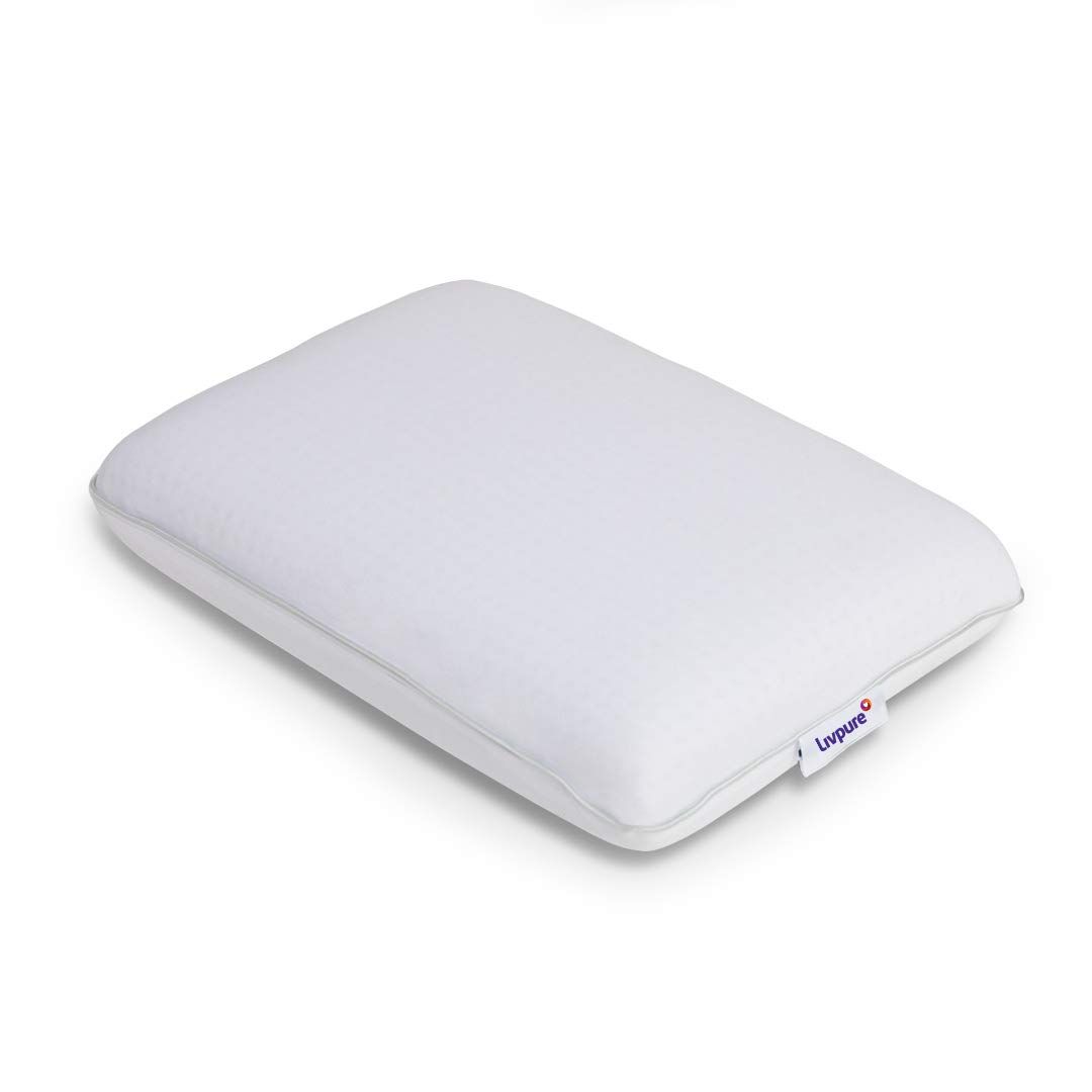 Livpure Smart Antibacterial Carbon Charcoal Infused Memory Foam | Neck Support | Skin Friendly Pillow with Washable Outer Cover (White, Standard), Set of 1