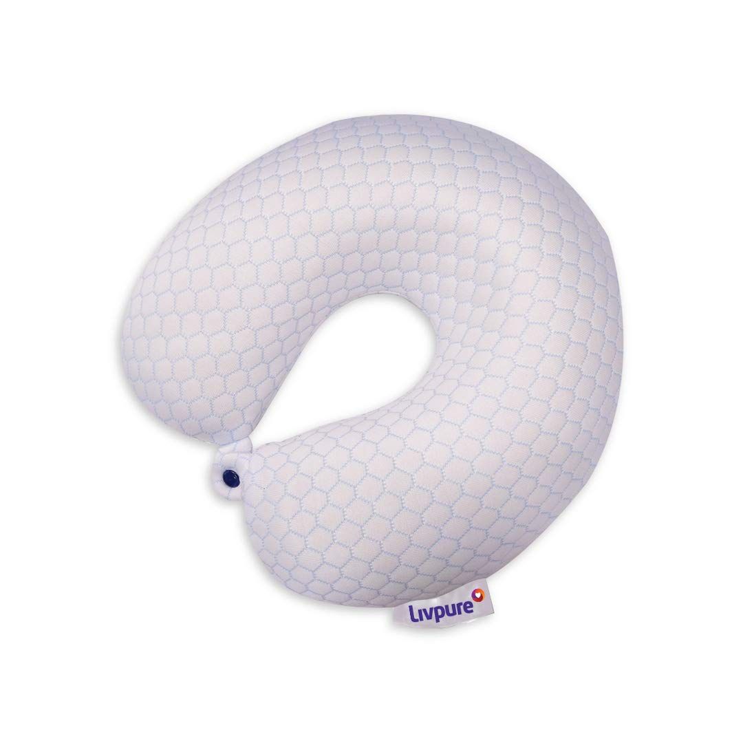 Livpure Smart Memory Foam Moisture Wicking and Thermal Resistance Travel Neck Pillow (White).