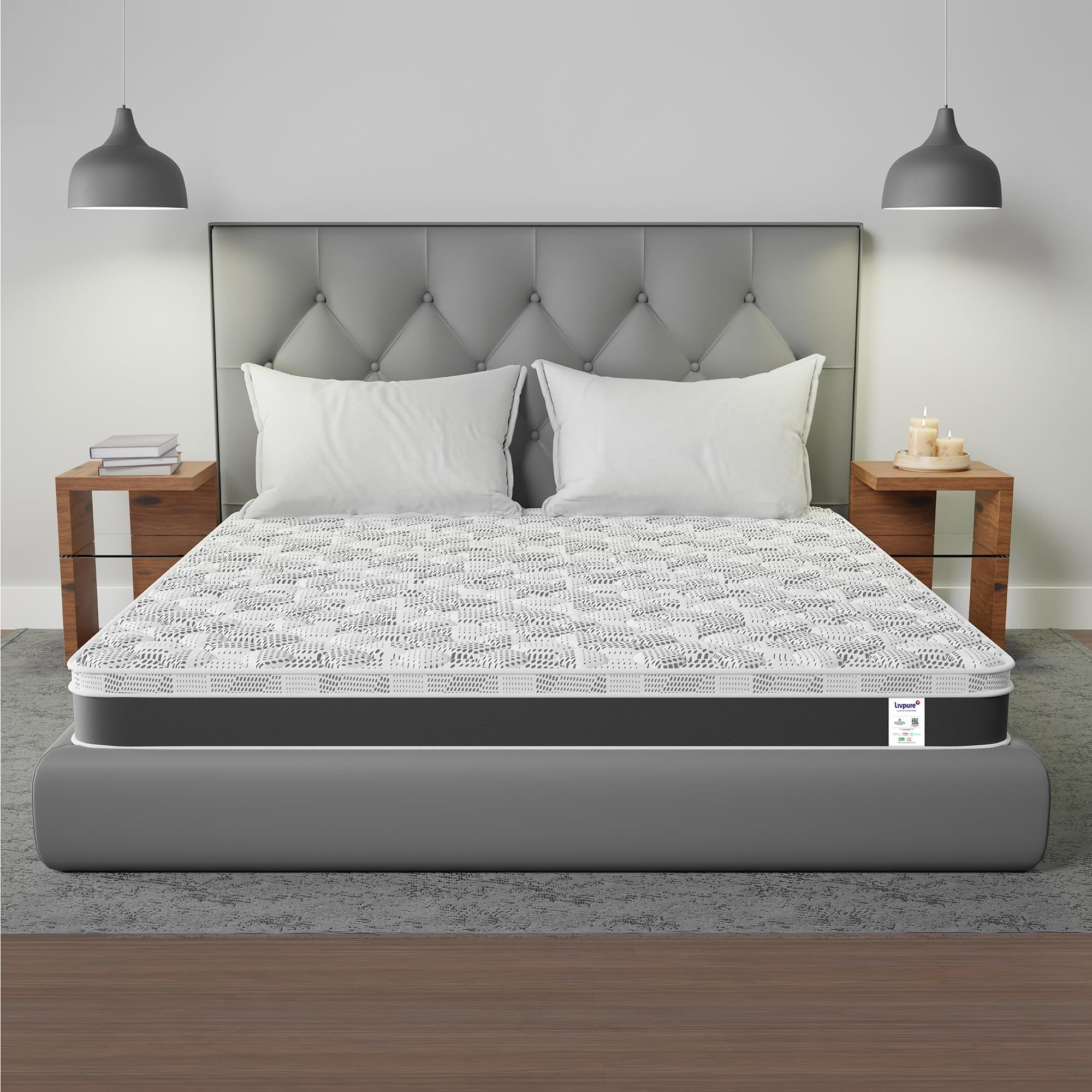 Livpure Smart Siesta Hybrid Orthopedic Spring Mattress | Orthopaedic Nano-Spring System | Euro-Top Design with Plush Quilting for Best-in Class Comfort