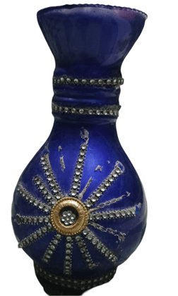  Blue Jeweled Glass Flower Vase