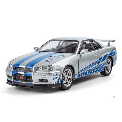 KTRS ENTERPRISE 1:24 Alloy Metal Pull Back Die-cast Car Model Car Pull Back car Super car with Openable Doors with Sound and Light Doors & Light Music Boys Toys  Kids (Nissan ZTR R34)