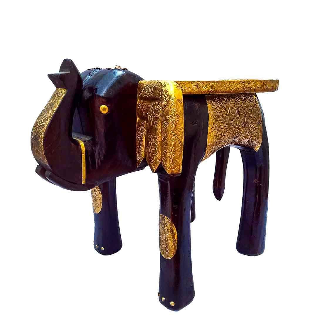 Daksh Art and Crafts - Brass Elelphant Stool 15 Inches for Home Décor & Gifts