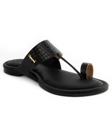 Vira - Black Croc Handmade Leather Sandals