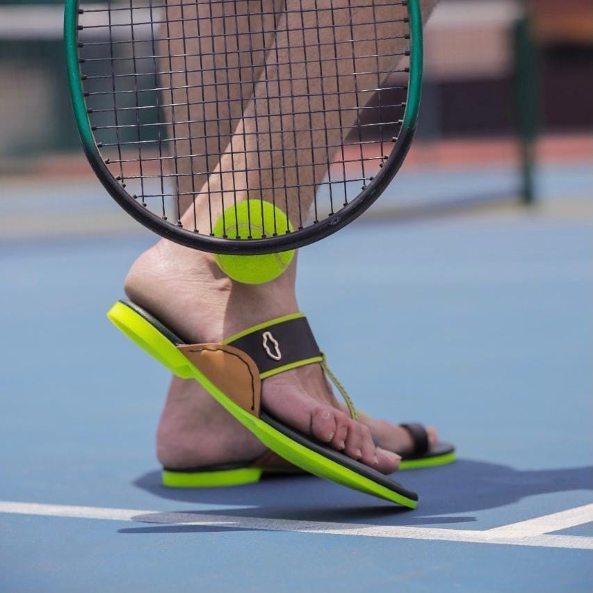 Zeus - Black & Neon - Soft Soles Handmade Leather Sandals