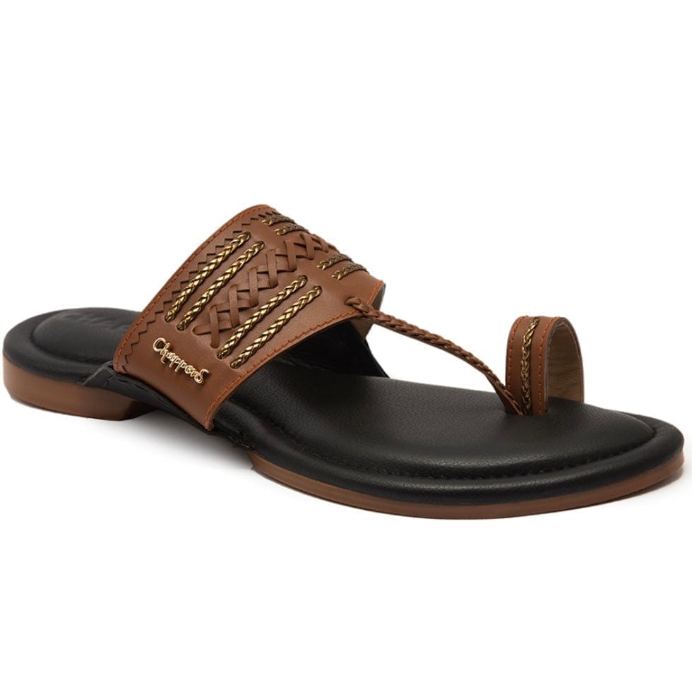 Zora - Black/Tan Handmade Leather Sandals