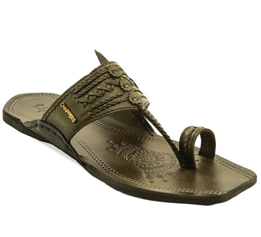 Regal :  Olive Green - Black Handmade Leather Sandals
